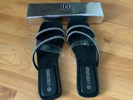 Schicke Glitzer Schlappen neu gr 38