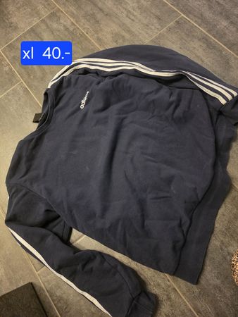 Adidas Pullover dunkelblau/ schwarz  mit Streifen Grösse XL