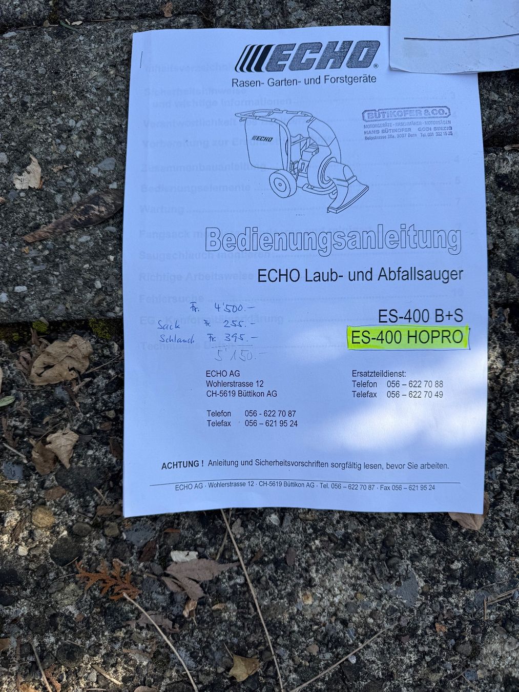 Tutte le macchine: Laub- und Abfallsauger ECHO ES-400 – Usato da Niederwil AG venduto da martin1959 9
