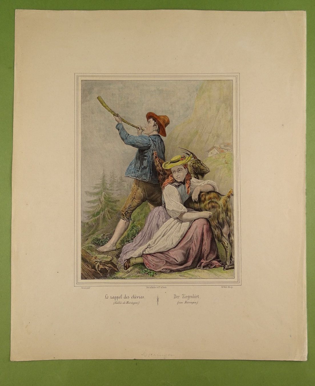 Incisioni: MEIRINGEN ZIEGENHIRTE, LITHOGRAPHIE – Usato da Grüningen venduto da Kartensammler 1
