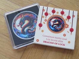 Canada Farbmünze 2024 Dragon of Luck 1 OZ SILBER 999 - COLOR