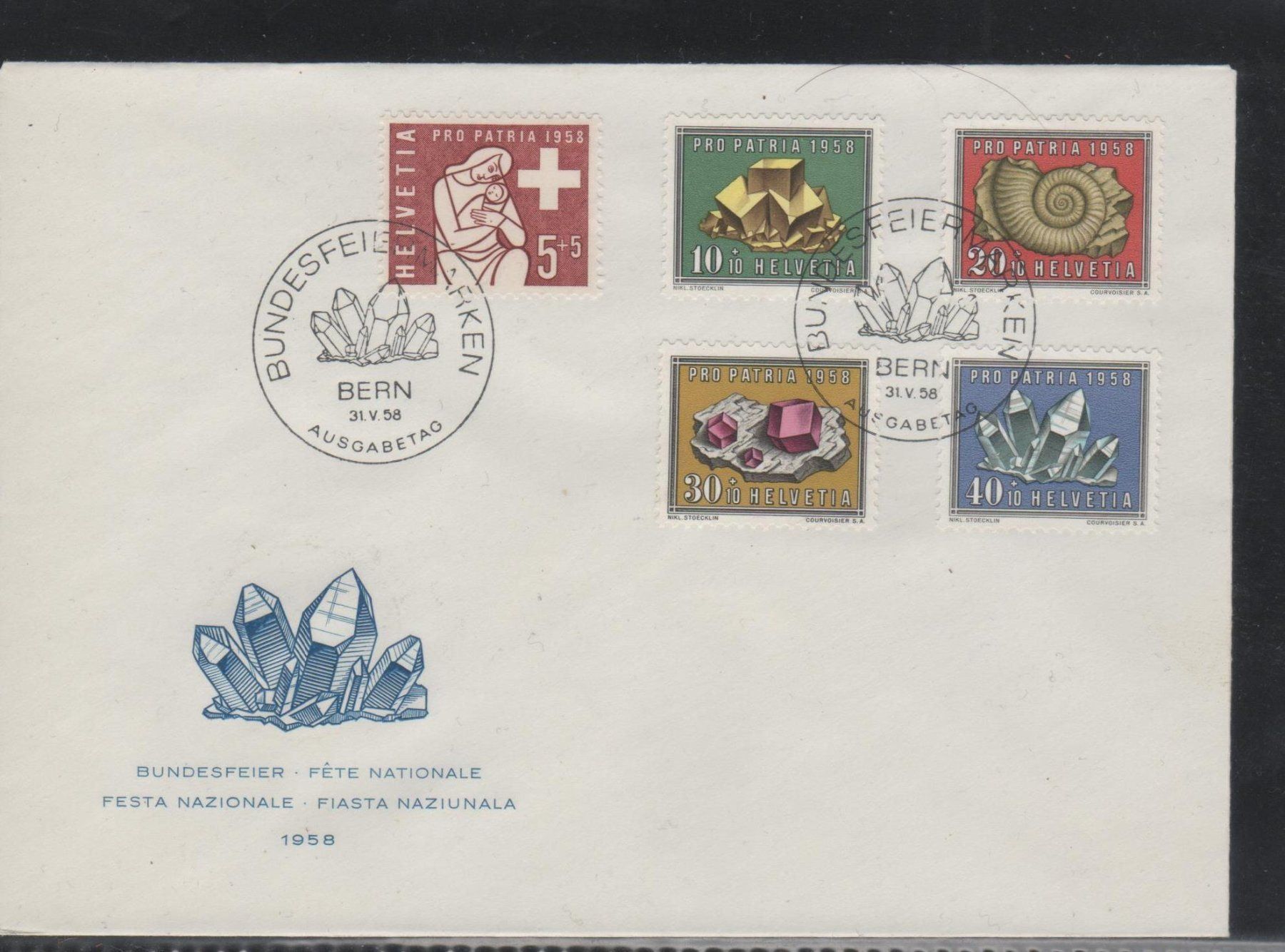 Alle Briefmarken: Pro Patria 1958 kmpl.. Satz FDC – Gebraucht aus Remetschwil von Hofiii