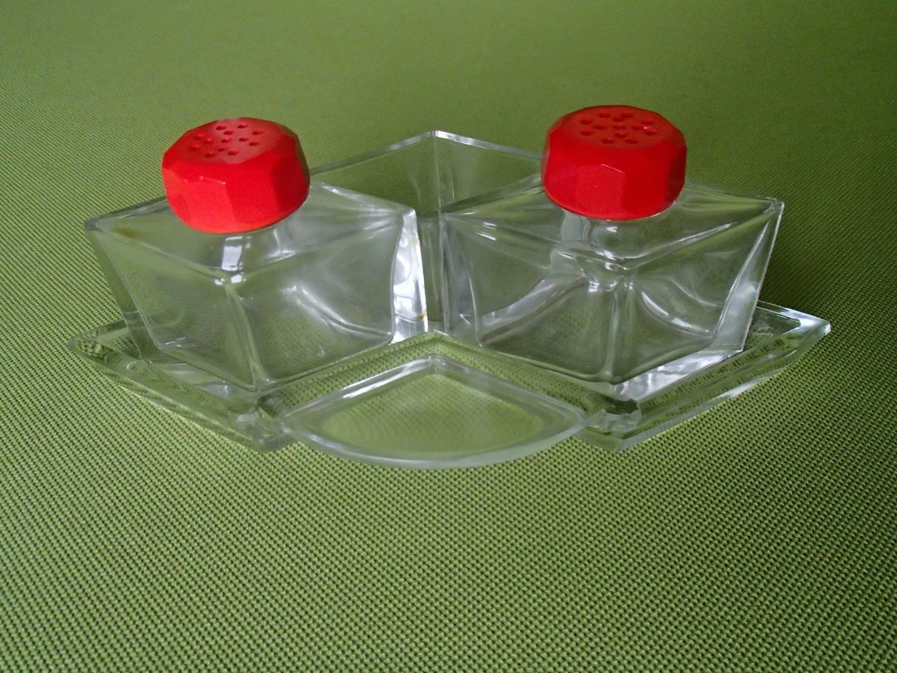 Gläser: 4 teil. Art Deco Menage mit rotem Deckel – Gebraucht aus Schöfflisdorf von pullux 1