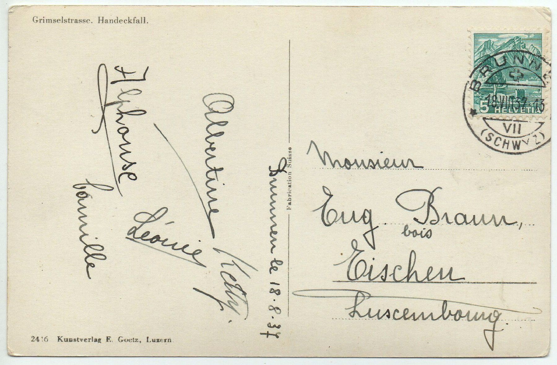 Cartoline postali: GRIMSELSTRASSE Handeckfall - Postauto – Usato da Jona venduto da philajona 1