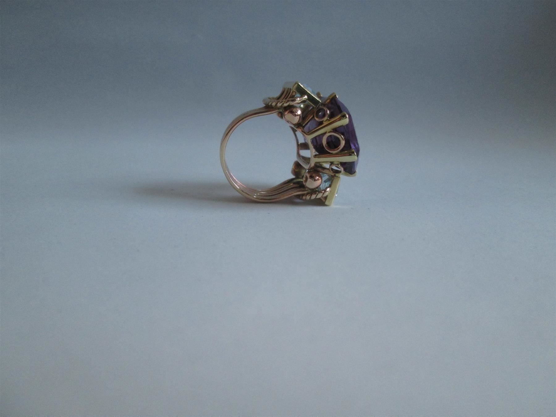 Anelli: Ring / 750 Gold / Amethyst + Aquamarin – Usato da Rapperswil SG venduto da designandmore 1