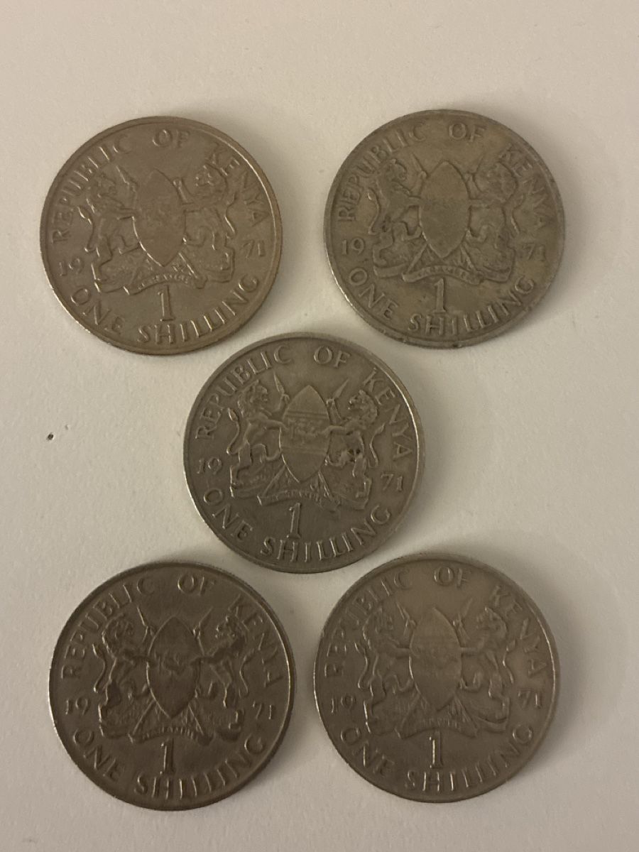 Tutti le monete: Nr. 71: 5 x 1 Schilling, Kenia, 1971 – Usato da Burgdorf venduto da Yakari5165