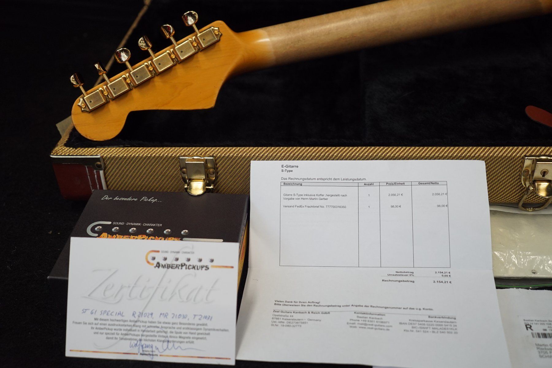 Strumenti musicali: Zeal Custom Made Stratocaster Amber Pickups custom made DE – Usato da Ortschwaben venduto da Musictrade 6
