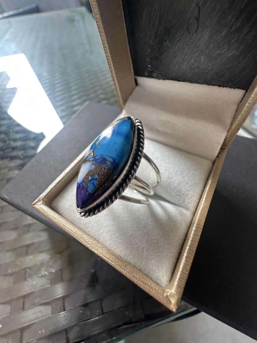 Anelli: Lila Dahlie Türkis Silber Ring – Nuovo e nell'imballaggio originale da Kriens venduto da Hortensie6 1