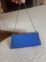 Blaue Vintage Tasche mit Stickereien Miniperlen -beaded Bag