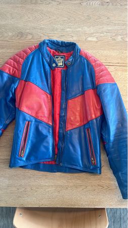 Lederjacke ECHTES LEDER Gr. 36 rot blau