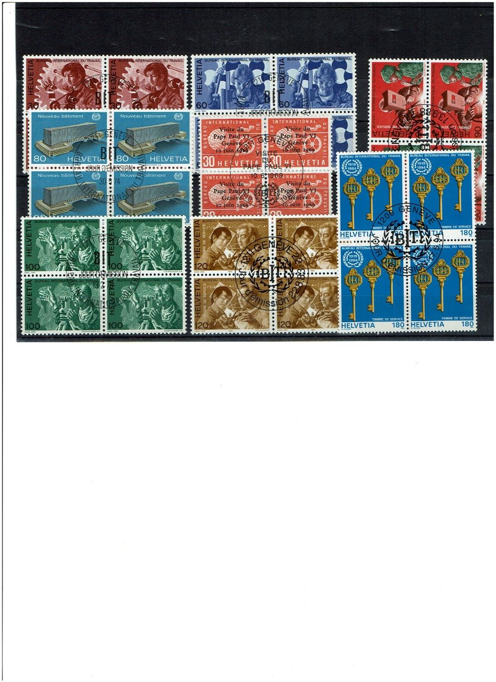 Alle Briefmarken: Lot timbres de service Blocs de 4 – Gebraucht aus Le Noirmont von Beranger