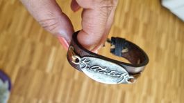 Vintage Lederarmband mit Metall-Applikation, Top Zustand!