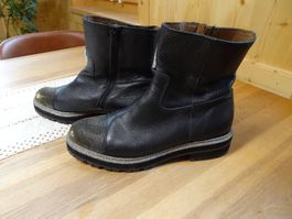 Echt Leder Stiefeletten schwarz-gold PERTINI Gr. 41- 426316