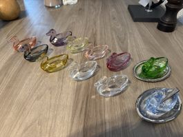 Canards de collection en verre coloré, vintage Krista!