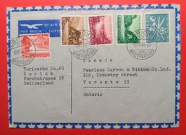 PRO PATRIA, LUFTPOST ZÜRICH - TORONTO (KANADA) 1956
