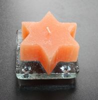 Teelicht Stern orange mit Glasuntersetzer NEU