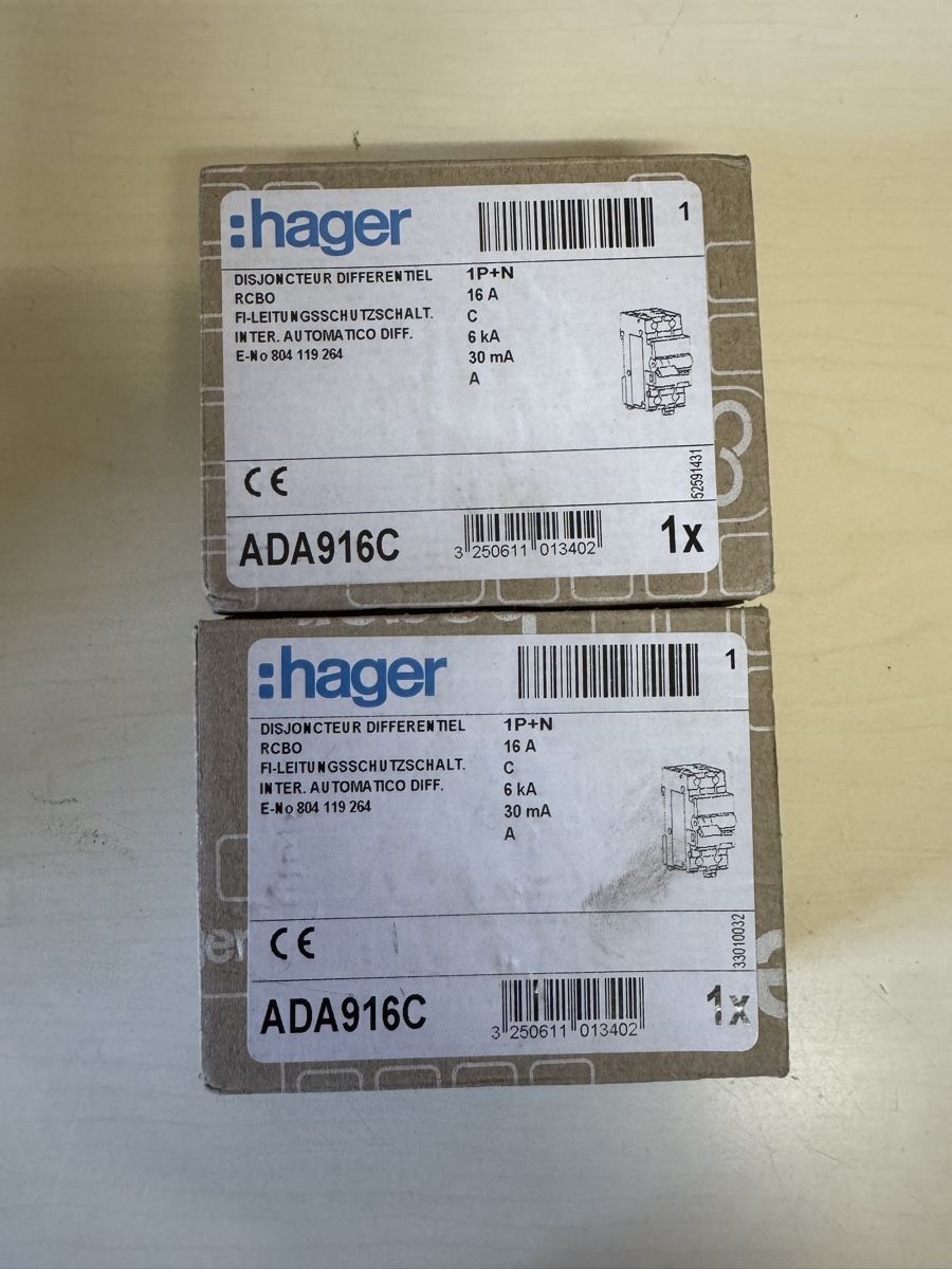 Hager Alimentazione elettrica: 2x Fils C16A hager – Nuovo e nell'imballaggio originale da Zürich venduto da papaplatte