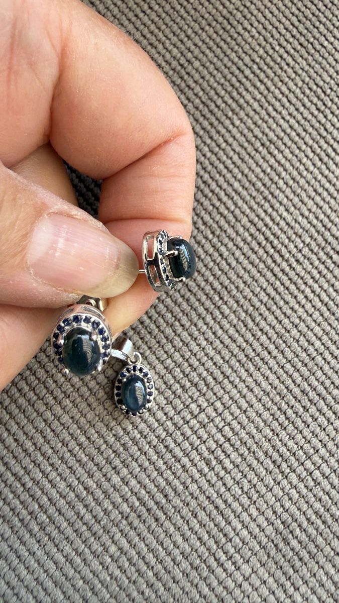 Orecchini pendenti & Orecchini a lobo: Sternsaphir-Set: Ohrstecker plus Anhänger, Silber 925 – Nuovo e nell'imballaggio originale da Ebikon venduto da elischka 9