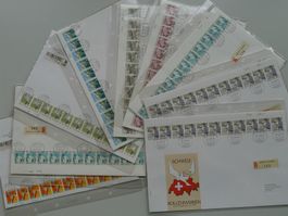 1987-1996, 9 Rollenmarken FDC's mit 11er-Streifen!