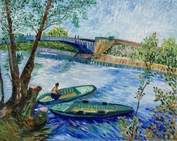 Nach Van Gogh - Fischer und Boote von der Pont de Clichy