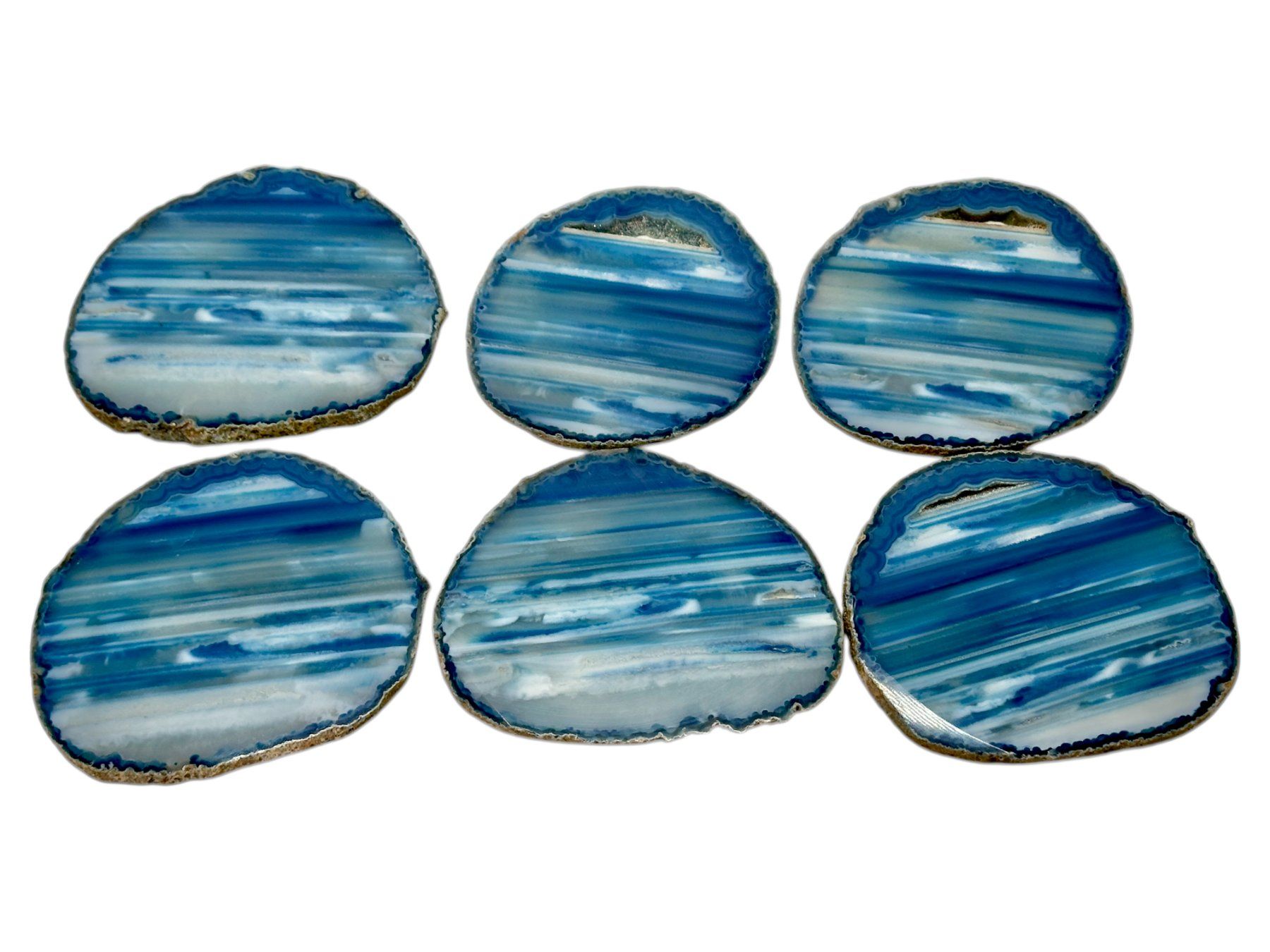 Sottobicchieri: Ensemble unique de six sous-verres en agate bleue – Usato da Morges venduto da Novantica 6