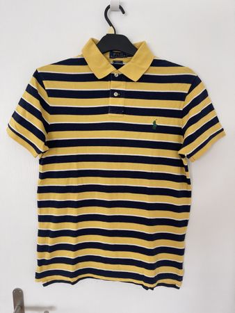Polo Ralph Lauren Gr. L fit M, Gelb/Marine Gestreift y2k