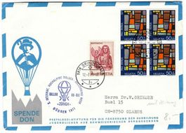 Ballonpost Mürren 1971 mit NZZ Artikel 1975 ab 1.--
