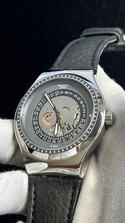 Swatch Orologi: Swatch Automatik Uhr, Lederarmband – Usato da Grenchen venduto da chththl 6