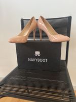 Elegante Navyboot Pumps, Nude Lackleder, Grösse 38 top!