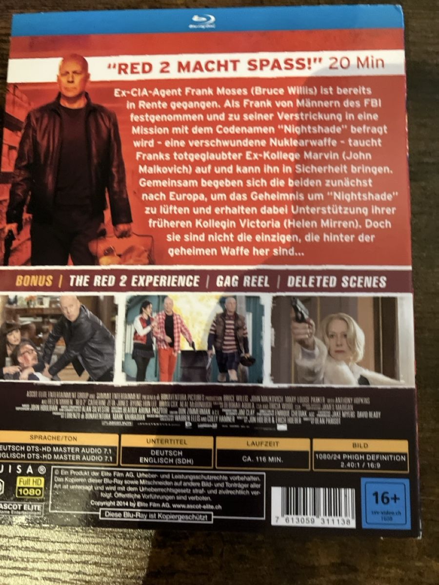 Tutti i DVDs: RED 2 BluRay – Usato da Glarus venduto da Jhuber78 1