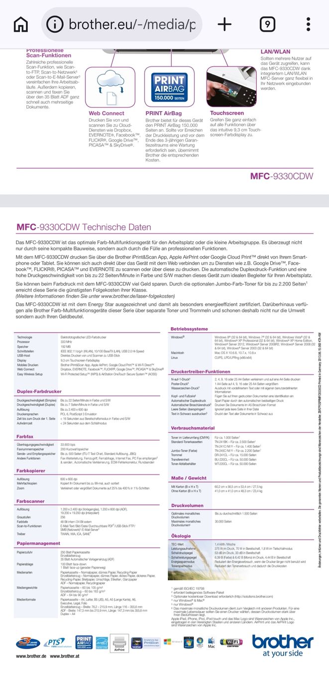 Brother Drucker: Multifunktionsdrucker Brother MFC-9330CDW – Gebraucht aus Bauma von molpli 5