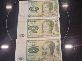 3 X FÜNF DEUTSCHE MARK / 5-ER  🦅😳🦅 - NOSTALGIE PUR....!