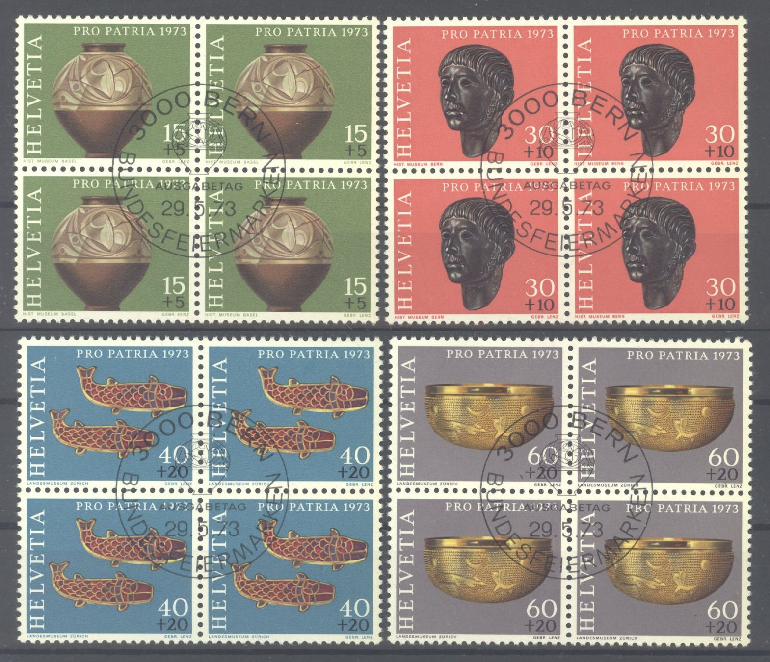 Tutti i francobolli: 1973, Pro Patria, Viererblöcke, ET – Usato da Willisau venduto da Vollstempel