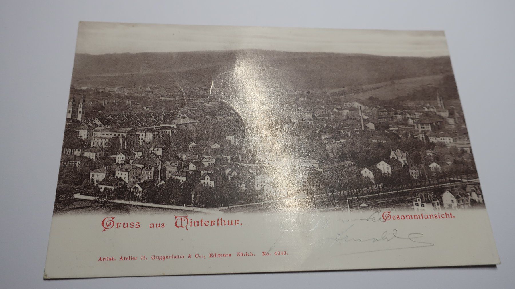 Cartoline postali: Gruss aus Winterthur   Gesammtansicht  1900 – Usato da Cormoret venduto da Pascalll2001 1