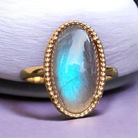 Schöner Vintage Cabochon Labradorite Ring vergoldet✨