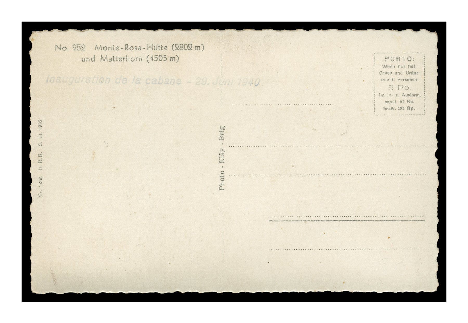 Ansichtskarten: MONTE-ROSA HÜTTE - 1939 "Cachet Spécial" – Gebraucht aus Onex von gonsla01 1