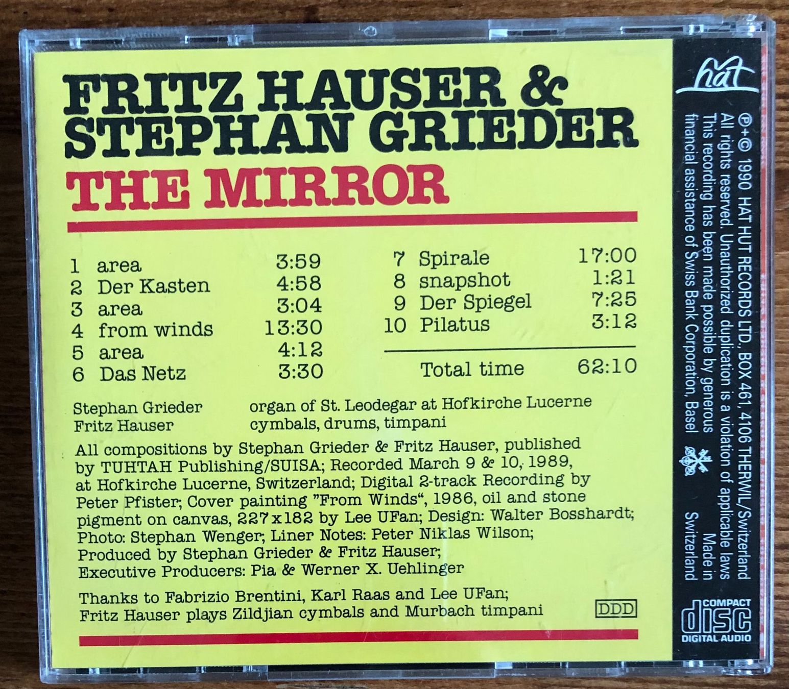 CD: Fritz Hauser & Stephan Grieder – The Mirror CD – Usato da Luzern venduto da Schlafenicht00 1