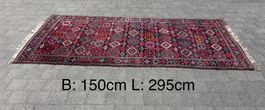 Orientteppich handgeknüpft 150x295cm rot guter Zustand