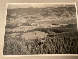 Lac de Gruyere, Flugbild, Vorlage für Ansichtskarte 1950