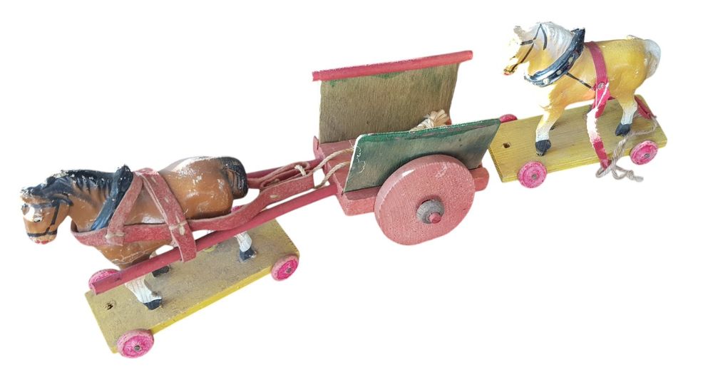 Jouets: Holzpferde Gespann 2 Stück – D'occasion à Mörschwil par antiksalon 3