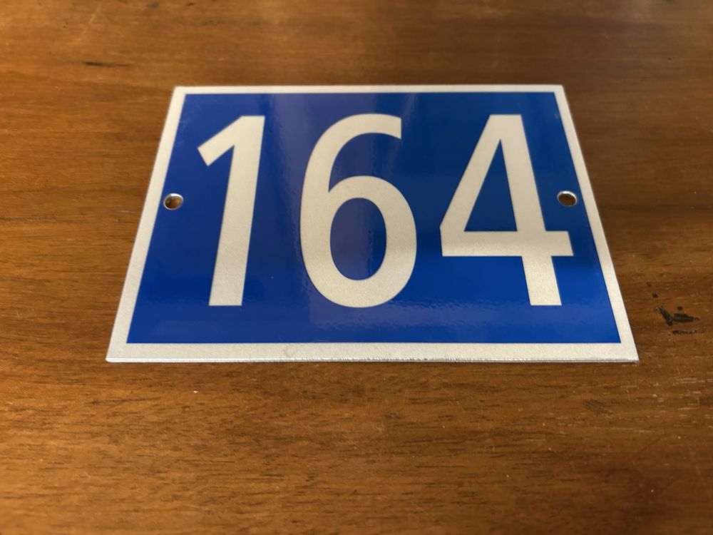 Insegne: Alu-Hausnummernschild, Türschild, Nr. 164, blau – Usato da Agriswil venduto da Mafi_69 1
