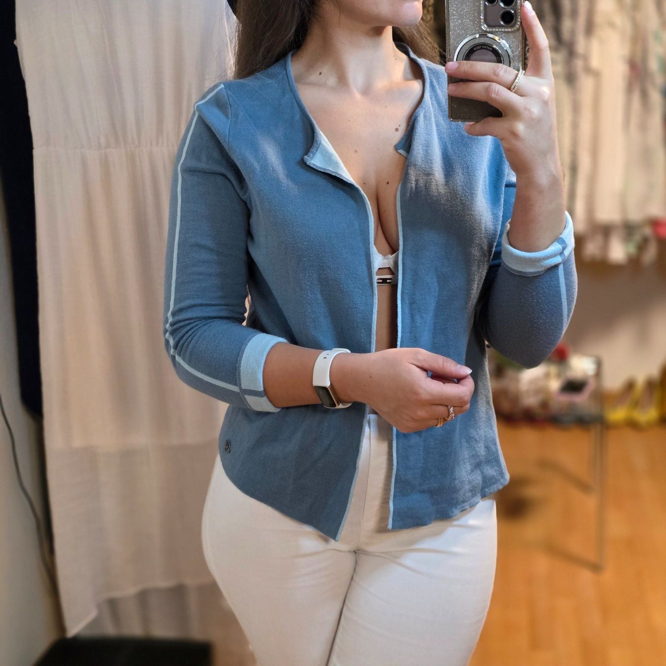 Giacche: Bianca Strickjacke M Blau Cardigan Basic Casual Elegant – Usato da Wald ZH venduto da CapLux