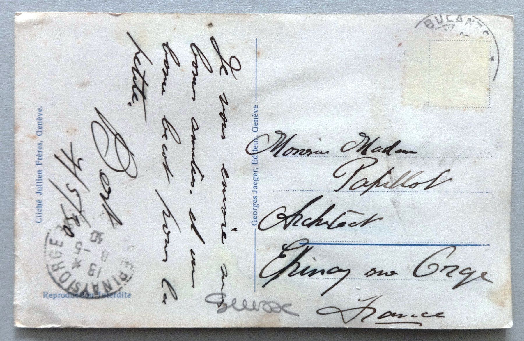 Ansichtskarten: Genève - La Rade et le Mt-Blanc – Defekt aus Fétigny von Billy2miny 1