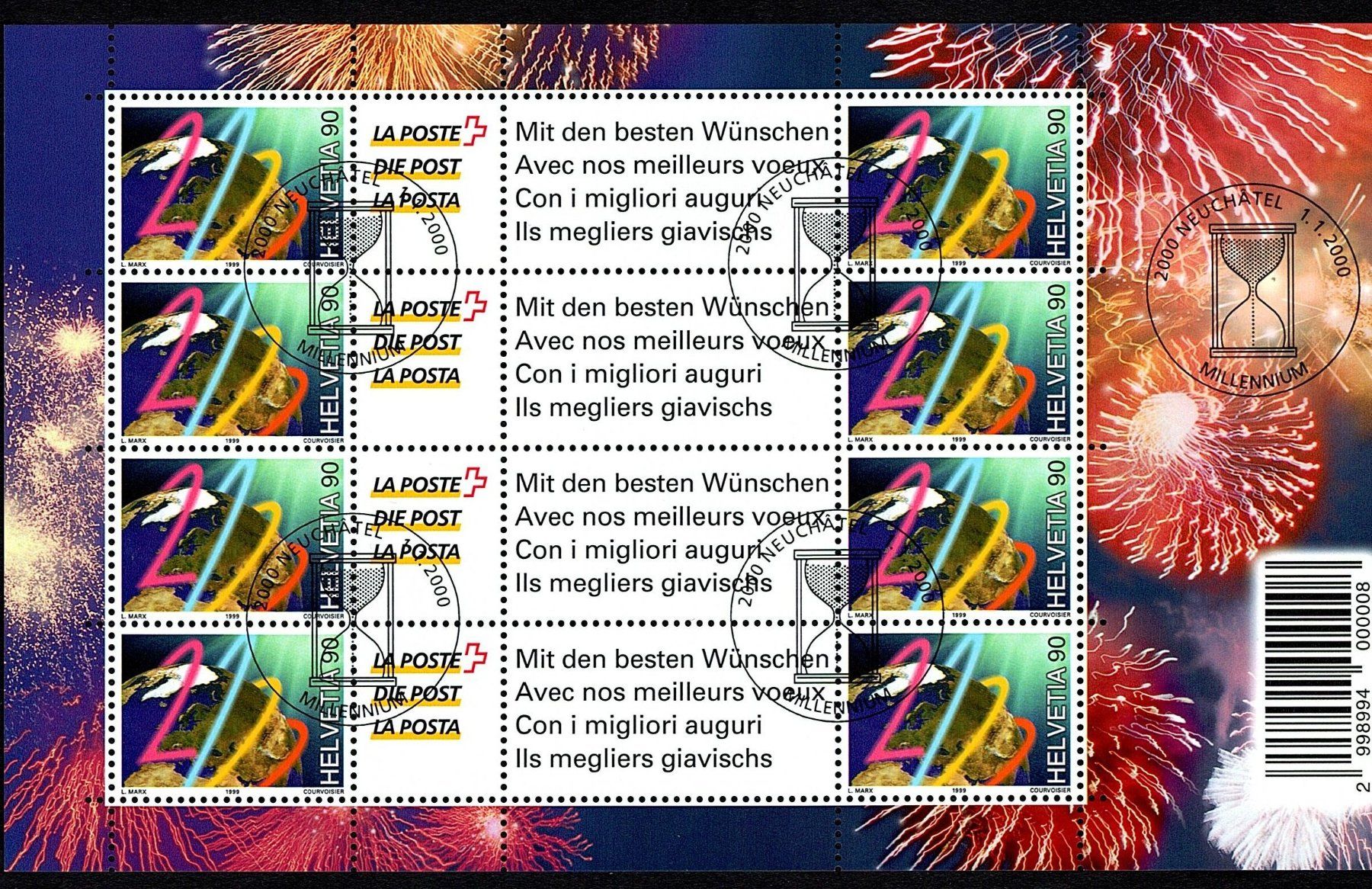 Tutti i francobolli: 2000_SBK OS 80A; Neujahr gest. S 1765; "Millennium" – Nuovo (secondo la descrizione) da Thun venduto da Nissan