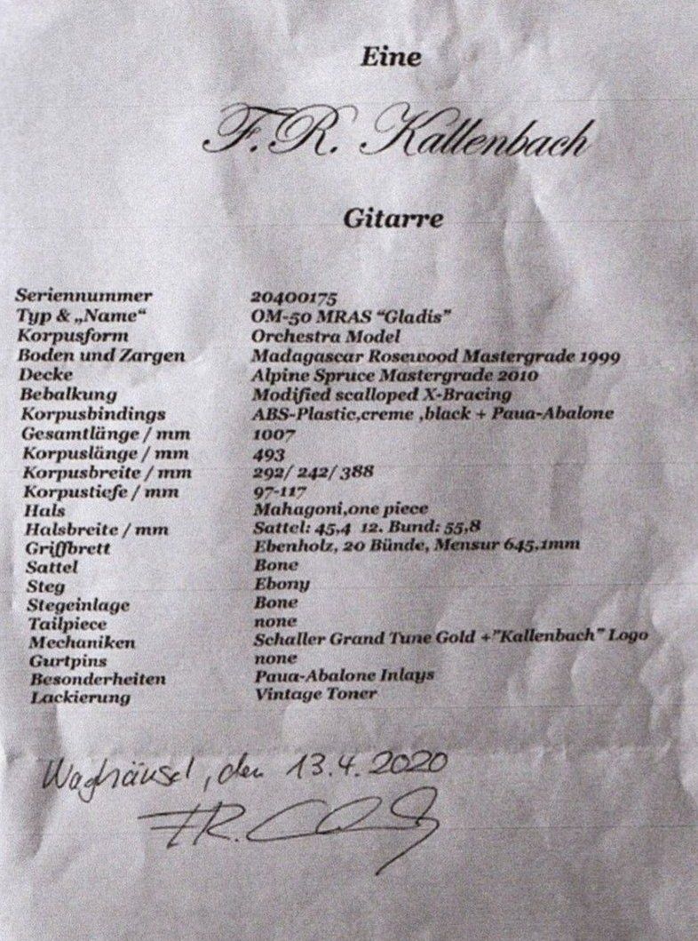 Strumenti musicali: Rainer Kallenbach,175. Gitarre - OM Gladis – Usato da Zürich venduto da flo_hxx9 6