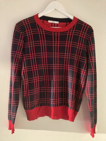 Pullover von an'ge, Rot/Dunkelblau, Grösse M