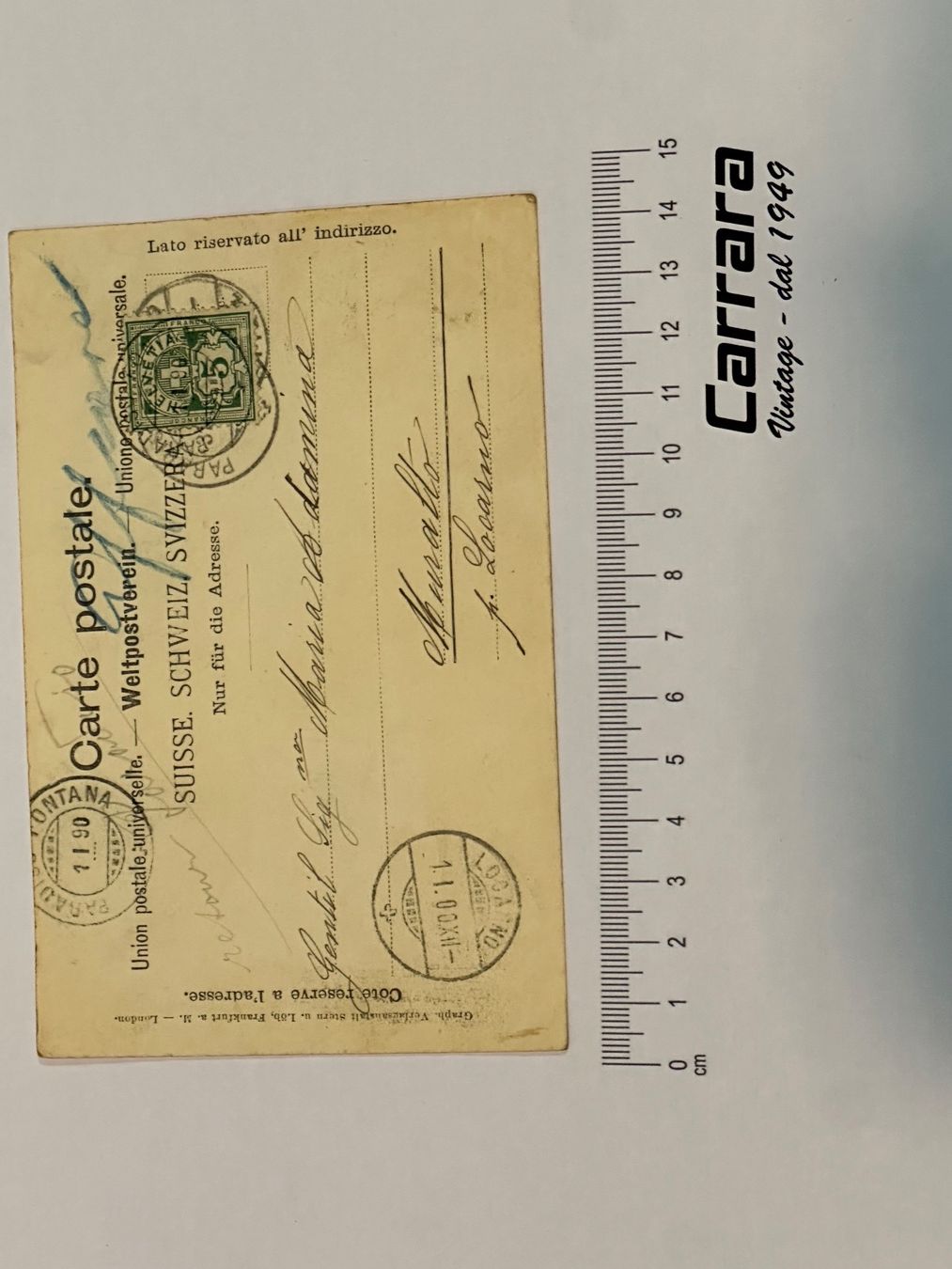 Cartoline postali: Postkarten Ticino Tessin 1900 Lugano – Usato da Chiasso venduto da Carrara-Modellismo 1