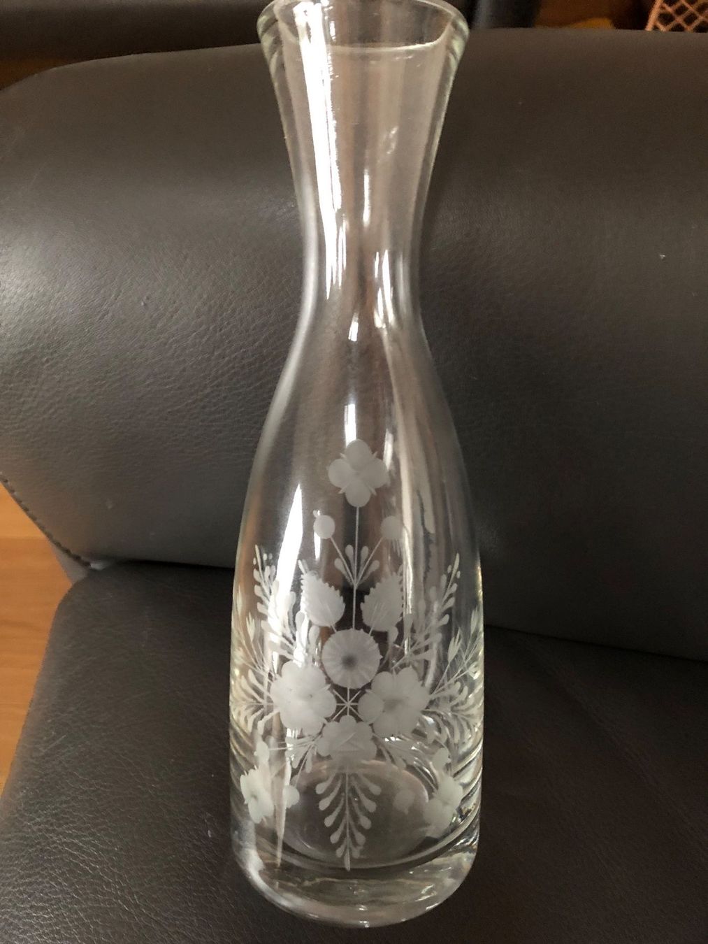 Caraffe: Glaskaraffe mit 2 Gläsern, Blumenmuster in Handarbeit – Usato da Rickenbach ZH venduto da Topas014 1