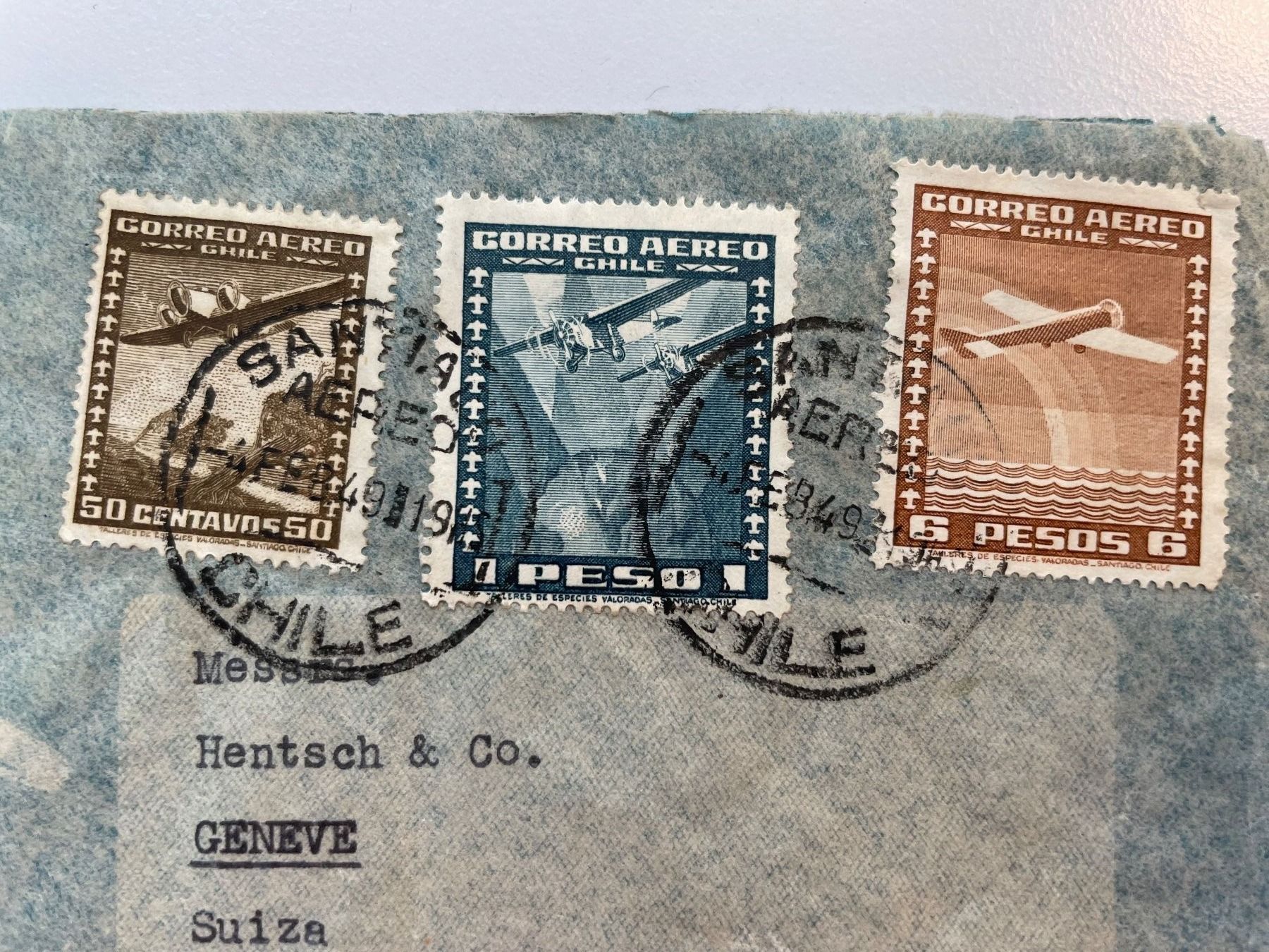 Tutti i francobolli: Flugbrief Chile nach Schweiz – Usato da Küssnacht am Rigi venduto da POSTOMASTER 1