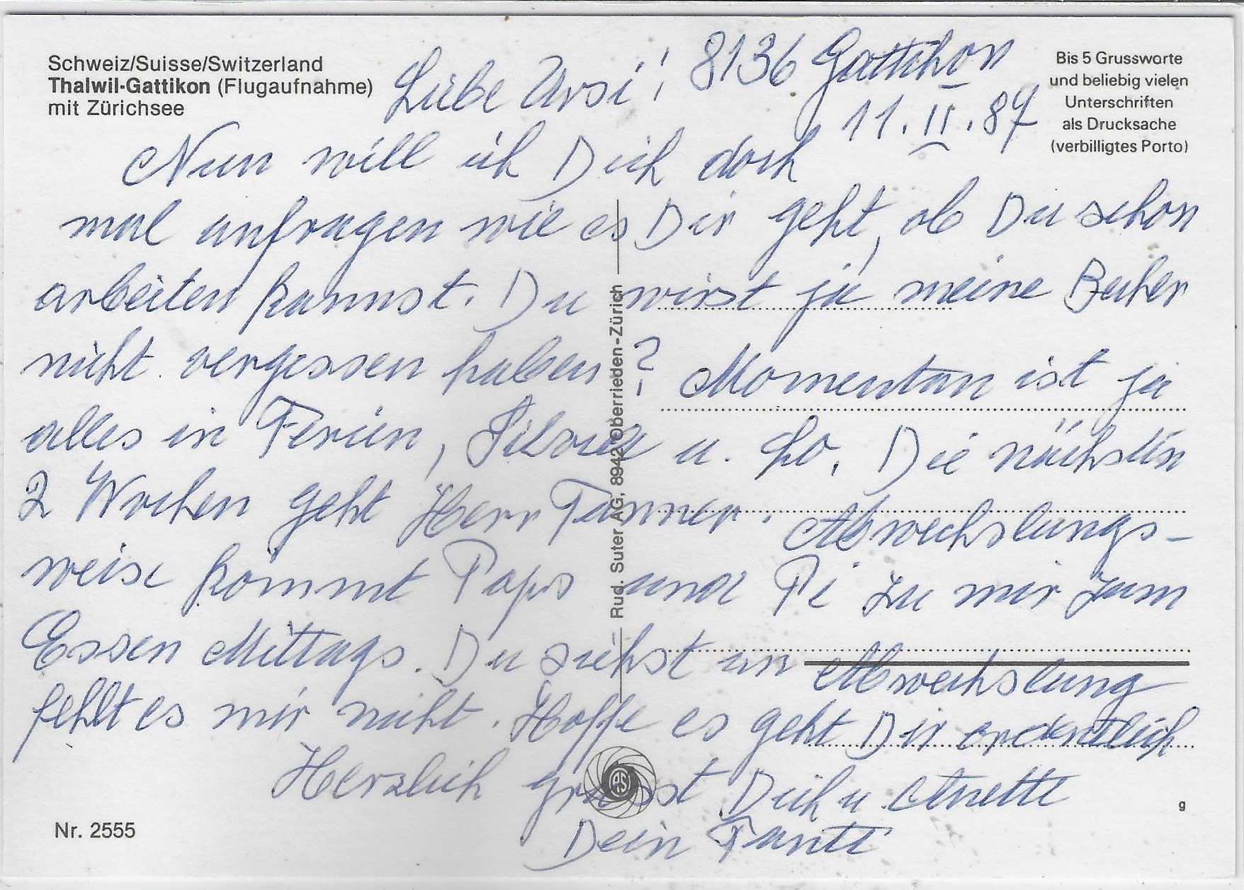 Cartoline postali: Flugaufnahme Thalwil-Gattikon – Usato da Ettingen venduto da Kartenplanet 1